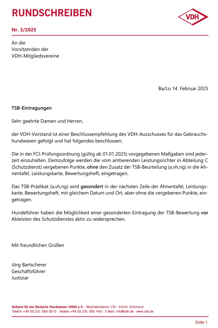 TSB Eintragungen