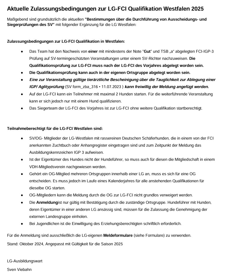 Zulassungsbedingungen 2025 für die LGA angepasst