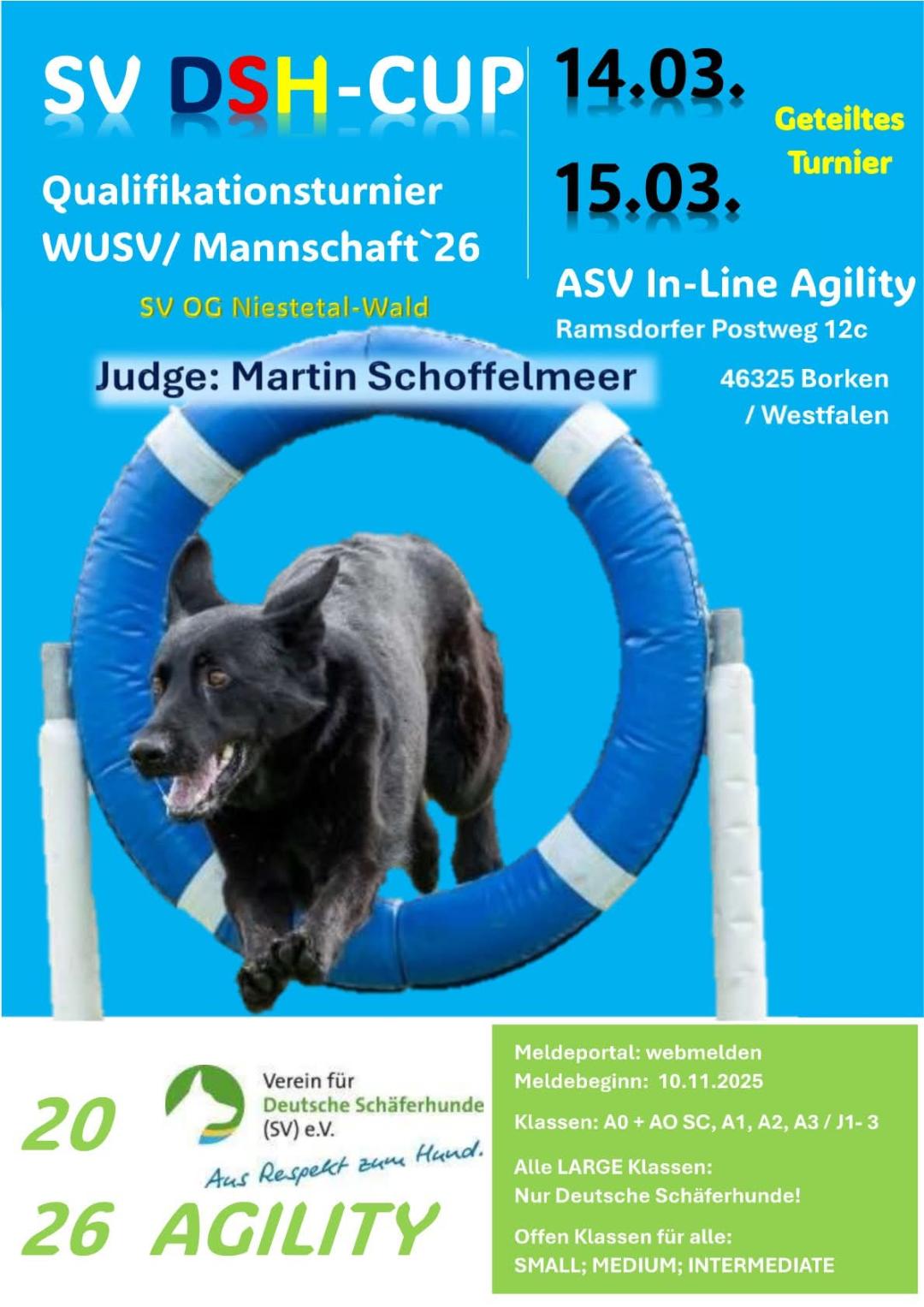 Ausschreibung SV Agility Qualifikation zur WUSV 2026